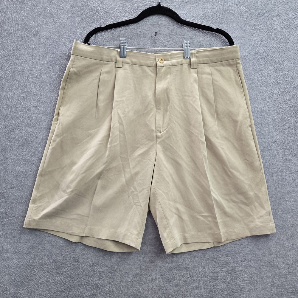 Tommy Bahama Men Shorts 35 Brown Silk Dress Pleated Classic Button 9" Inseam